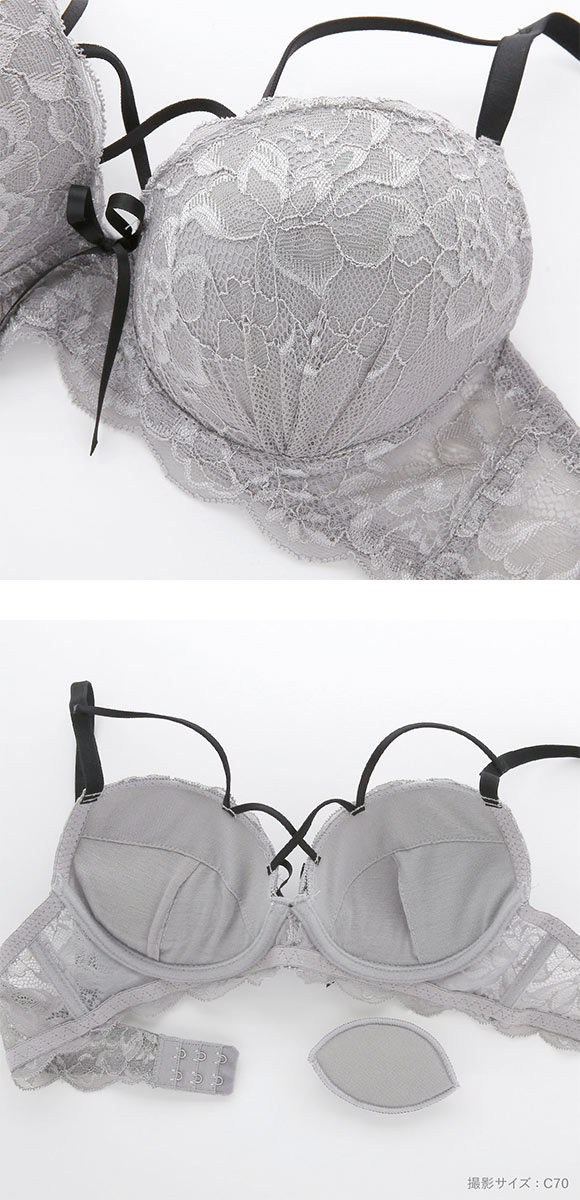 ラブジェリー グロッシーコード ブラセット ABCD 総レース 盛り胸 Wパッド 谷間ブラ バストアップ ブラジャー ショーツ セット Love gerie