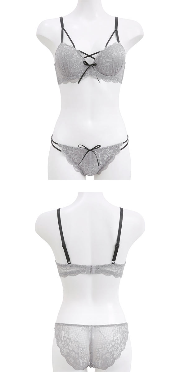 ラブジェリー グロッシーコード ブラセット ABCD 総レース 盛り胸 Wパッド 谷間ブラ バストアップ ブラジャー ショーツ セット Love gerie