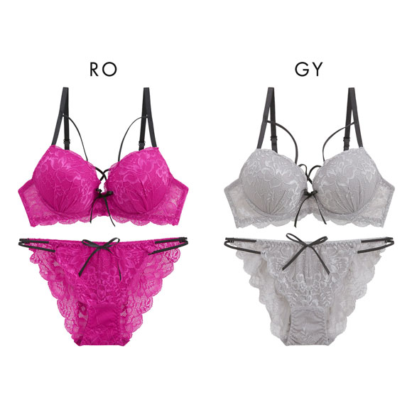 ラブジェリー グロッシーコード ブラセット ABCD 総レース 盛り胸 Wパッド 谷間ブラ バストアップ ブラジャー ショーツ セット Love gerie