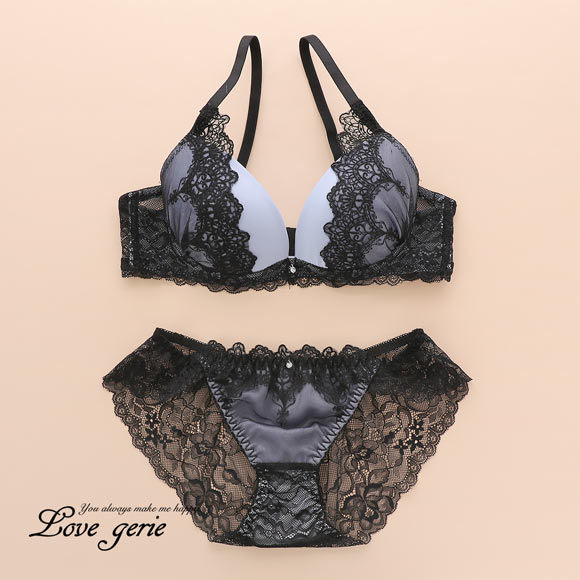 ラブジェリー ノワールコンチネンタル ブラセット ABCD 盛り胸 Wパッド 厚盛り 谷間ブラ バストアップ 脇寄せ バックレース