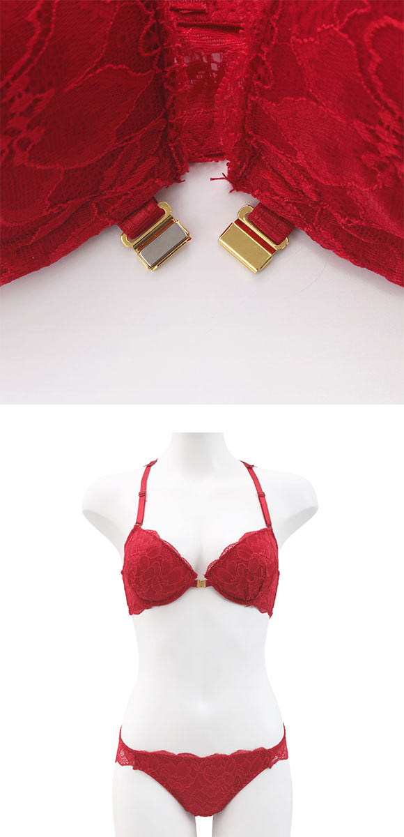 ラブジェリー 背中魅せ バタフライケミカル フロントホック ブラセット ABCD  盛り胸 Wパッド ブラジャー ショーツ セット