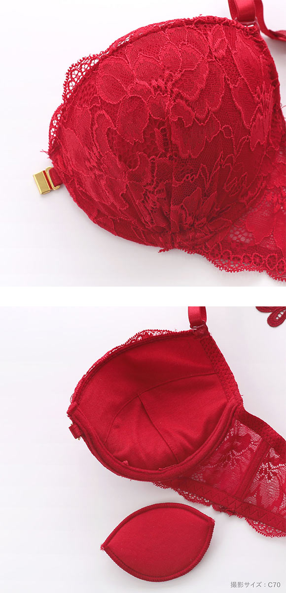 ラブジェリー 背中魅せ バタフライケミカル フロントホック ブラセット EF  盛り胸 Wパッド ブラジャー ショーツ セット