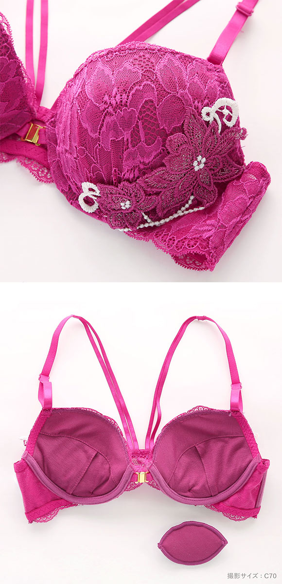 ラブジェリー 背中魅せ ジュエルフラワー フロントホック ブラセット