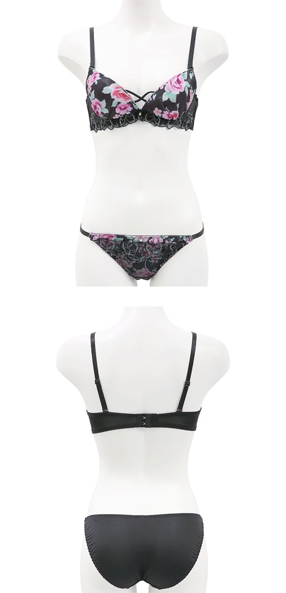 ラブジェリー ローズガーデン ブラセット EF 大きいサイズ グラマー 盛り胸 Wパッド 谷間ブラ バストアップ ブラジャー ショーツ セット