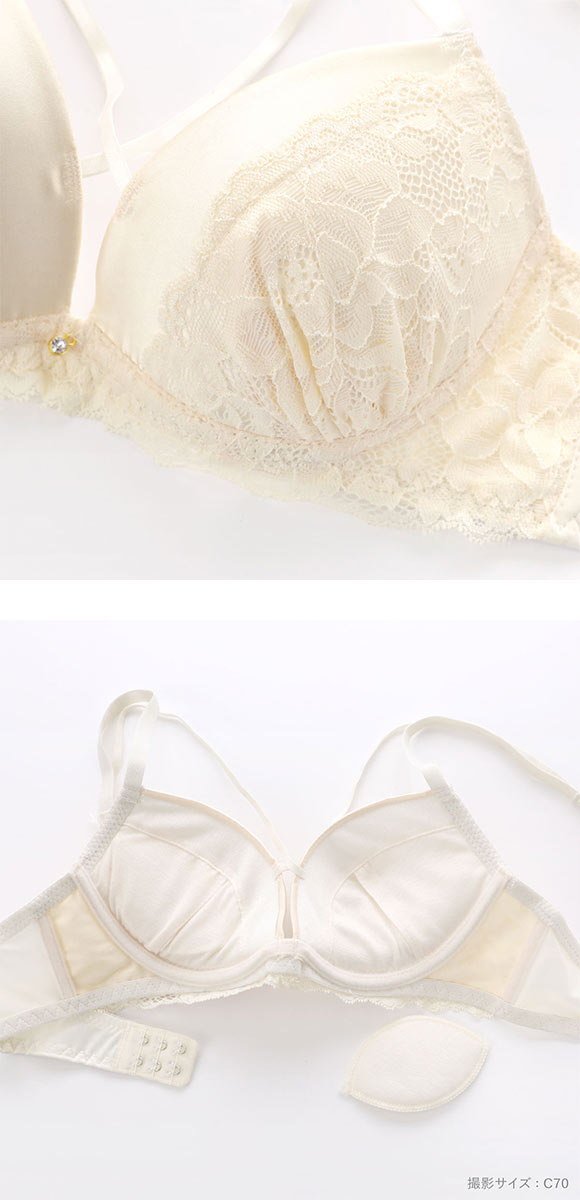 ラブジェリー レーシーサテン ブラセット ABCD 盛り胸 Wパッド 谷間ブラ バストアップ ブラジャー ショーツ セット Love gerie