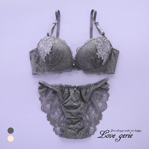 ラブジェリー コサージュケミカル ブラセット ABCD 盛り胸 Wパッド 谷間ブラ バストアップ ブラジャー ショーツ セット Love gerie
