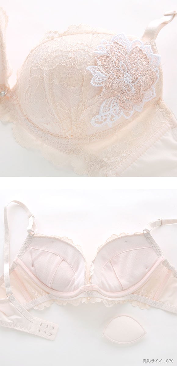 ラブジェリー コサージュケミカル ブラセット ABCD 盛り胸 Wパッド 谷間ブラ バストアップ ブラジャー ショーツ セット Love gerie