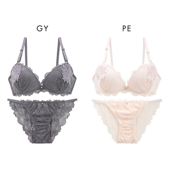 ラブジェリー コサージュケミカル ブラセット ABCD 盛り胸 Wパッド 谷間ブラ バストアップ ブラジャー ショーツ セット Love gerie
