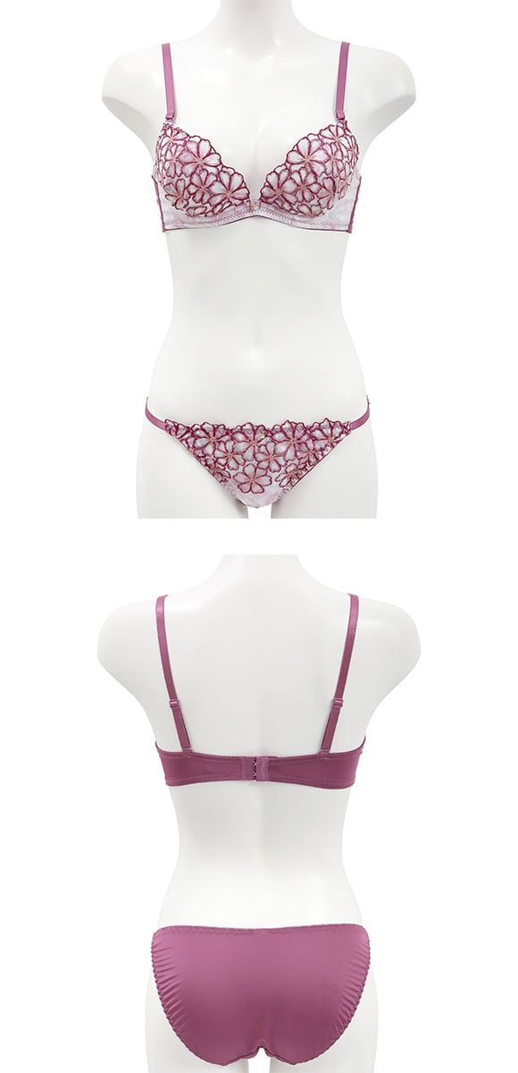 ラブジェリー ブルームフラワー ブラセット ABCD 盛り胸 Wパッド 谷間ブラ バストアップ ブラジャー ショーツ セット