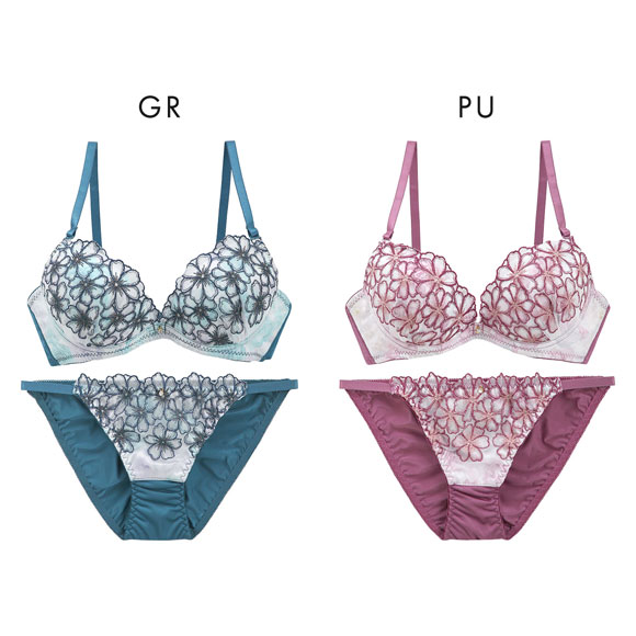 ラブジェリー ブルームフラワー ブラセット ABCD 盛り胸 Wパッド 谷間ブラ バストアップ ブラジャー ショーツ セット