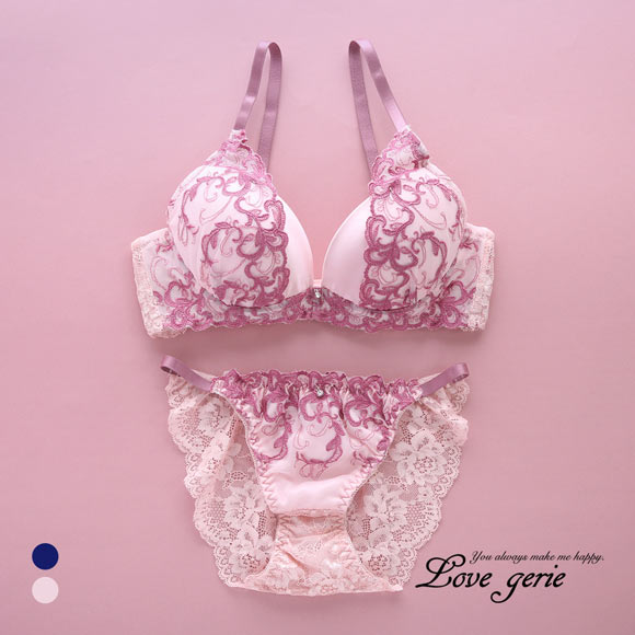 ラブジェリー ドレッシーアイビー ブラセット ABCD 大きいサイズ 盛り胸 Wパッド 谷間ブラ バストアップ ブラジャー ショーツ セット Love gerie