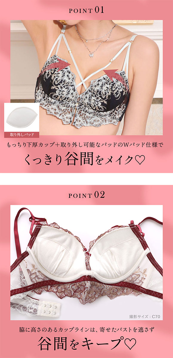 ラブジェリー アドラブルストリング ブラセット EF グラマー 大きいサイズ 盛り胸 谷間ブラ バストアップ ブラジャー ショーツ セット Love gerie
