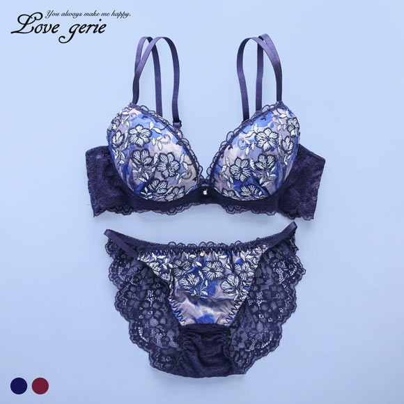 ラブジェリー ロイヤルフラワー ブラセット EF 大きいサイズ グラマー 総レース ブラジャー ショーツ セット Love gerie