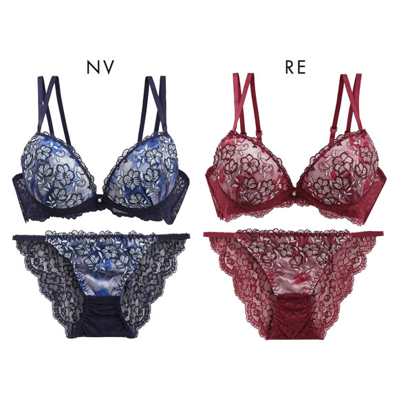 ラブジェリー ロイヤルフラワー ブラセット EF 大きいサイズ グラマー 総レース ブラジャー ショーツ セット Love gerie