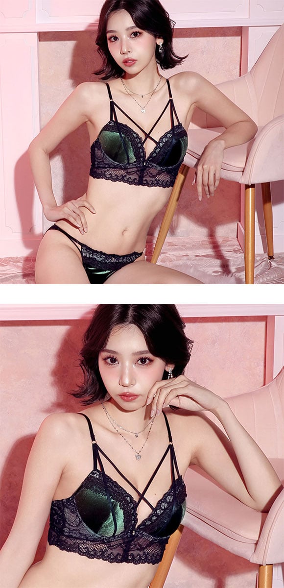 ラブジェリー ベロアレース ブラセット EF 大きいサイズ グラマー 盛り胸 Wパッド 谷間ブラ 総レース バックレース バストアップ ブラジャー