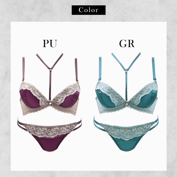 ラブジェリー ピーコックリュクス チョーカー付 ブラセット EF 大きいサイズ グラマー 盛り胸 谷間ブラ バックレース ブラジャー ショーツ セット