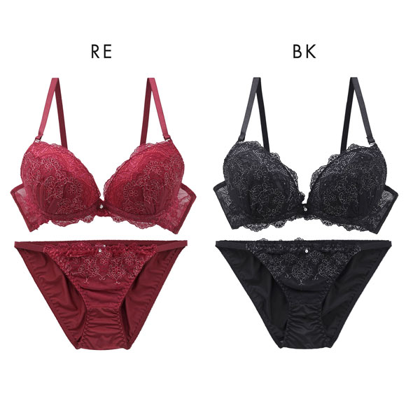 ラブジェリー ロイヤルブルーム ブラセット ABCD 盛り胸 Wパッド 谷間ブラ バストアップ ブラジャー ショーツ セット Love gerie