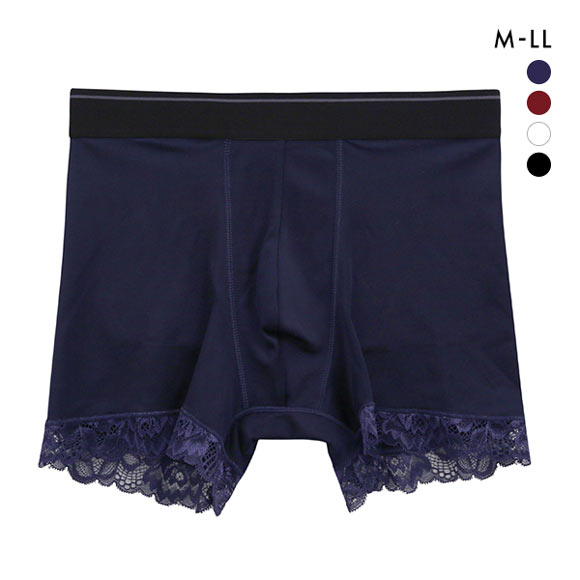 NEW SENSATION 足口レース ボクサーパンツ M L LL ショート丈 メンズ パンツ アウトゴム アンダーウェア ボクサーブリーフ