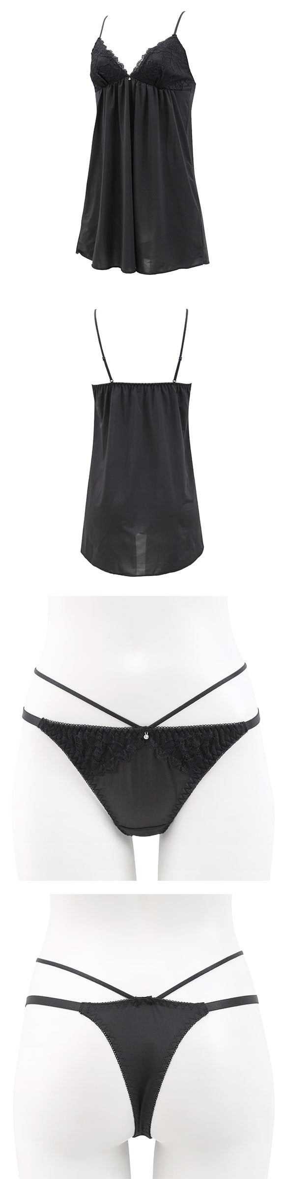 ラブジェリー アギシャンノワール キャミソール Tバックショーツ セット ML ベビードール タンガ セットアップ スリップ ナイトウェア Love gerie