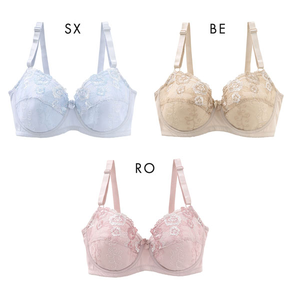 大きなお胸もしっかりサポート！脇高設計グラマーカップワイヤーブラ DEF75-90 ブラジャー 3/4カップ 単品 脇肉 ハミ肉