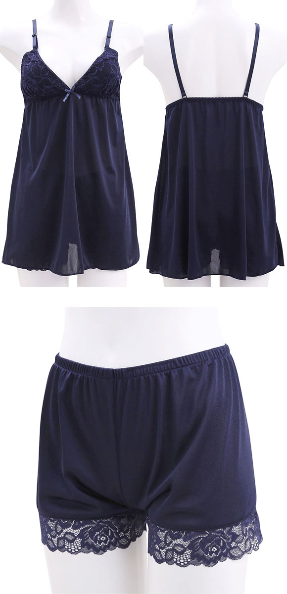 セレブビューティー Celeb Beauty ルームウェア パジャマ 上下セット シンプルレース キャミソール カップ付き ＆ タップパンツ