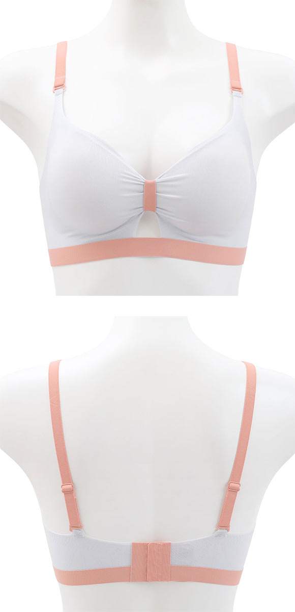 もちもちふわふわ リボン風ノンワイヤーブラ M L LL シームレス ボリュームアップ ひびきにくい ヨガ スポーツブラ ナイトブラ