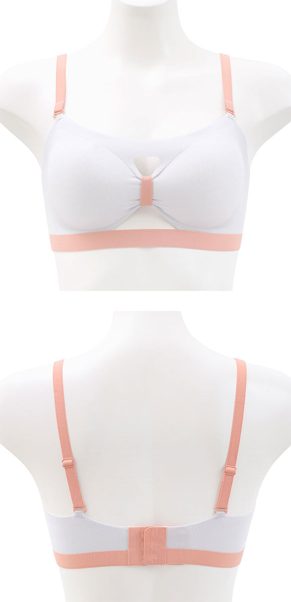 もちもちふわふわ リボン風ノンワイヤー チューブブラ M L LL バンドゥ シームレス ボリュームアップ ひびきにくい