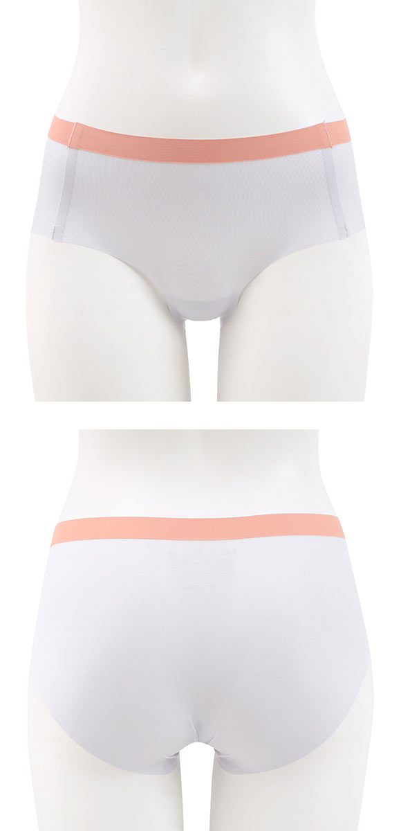 つるつるさらさら リボン風バイカラー シームレスショーツ M L LL 軽い よく伸びる 縫い目なし ヘム 大きいサイズ 肌ストレス
