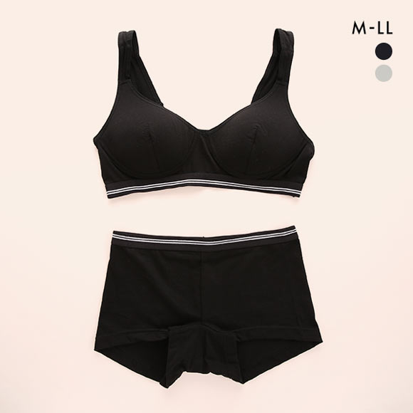 いつでもどこでも快適！ 綿混モールドカップ ノンワイヤーブラセット