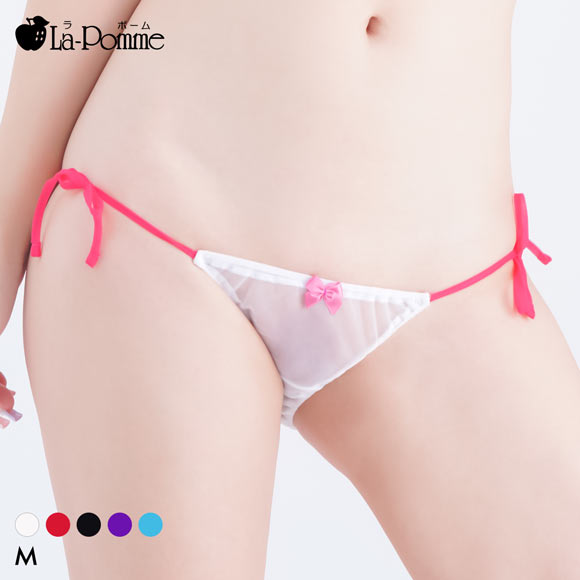 ラポーム La-Pomme by petite mignon 20ハーフ生地 横ヒモ スキャンティ フルバック ショーツ レディース インゴム 日本製