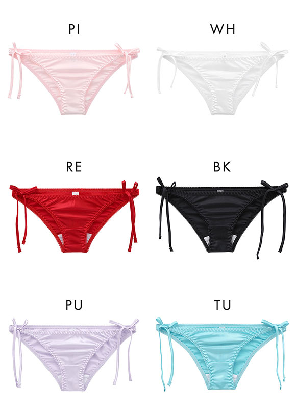 ラポーム La-Pomme サテン地 脇ヒモ フルバック ショーツ レディース サイドリボン 紐パン 日本製 単品