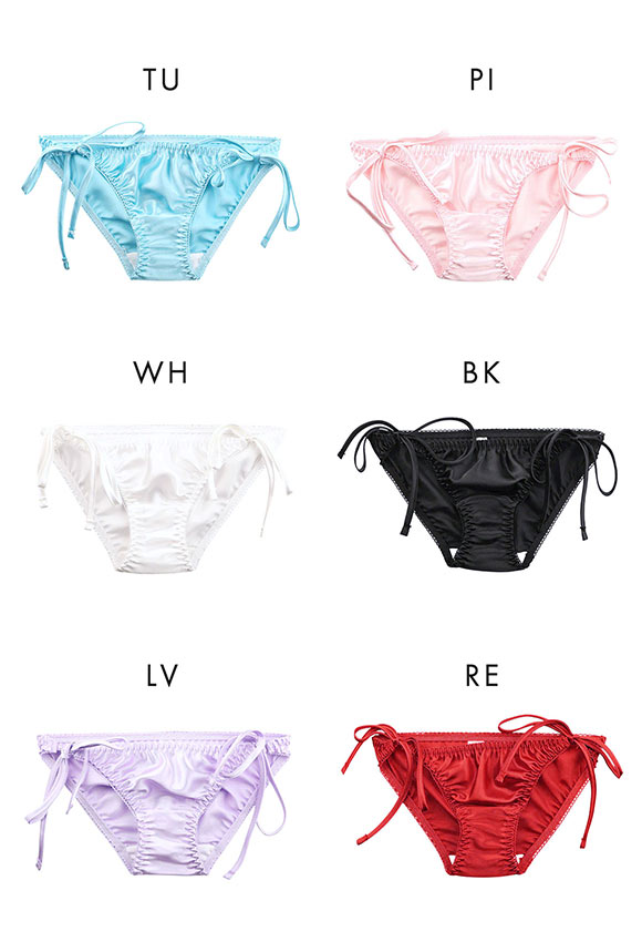 ラポーム サテン 横ヒモ フルバック ショーツ レディース 紐パン 日本製 単品 La-Pomme