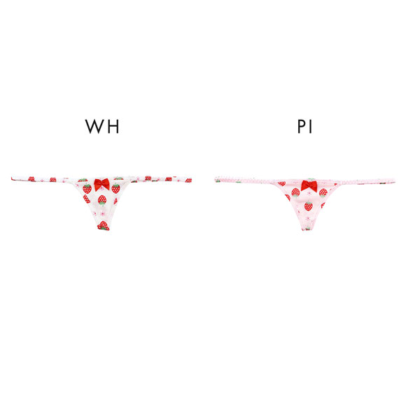 ラポーム イチゴ柄 Tバック コットン スキャンティー ショーツ レディース 日本製 単品 La-Pomme
