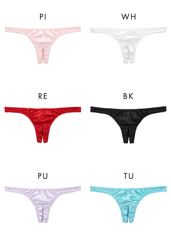 ラポーム La-Pomme サテン地 オープンクロッチ Tバック ショーツ レディース 日本製 股割れ セクシー 単品