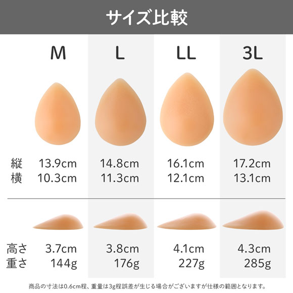 シークレットスタイル Secret Style リアルなシリコンパット 1個 Mサイズ シリコンパッド ボリュームアップ 乳がん手術 ブレストケア