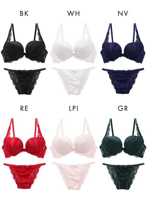 ギャラシー 美乳ブラ 3/4カップ ブラジャー ショーツ セット ベーシック 盛りブラ 谷間ブラ Wパッド 定番カラー