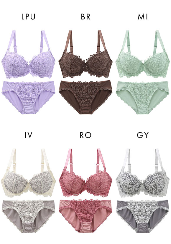 ギャラシー 美乳ブラ 背中すっきり 脇高 ラッカバンレース 3/4カップ ブラショーツセット BCD