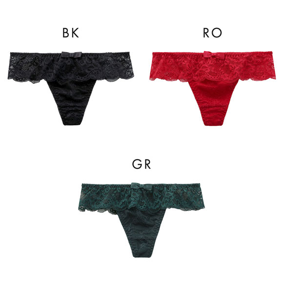 (ギャラシー)Gi la see 美乳ブラ Tバック ショーツ 総レース リボン フリル 単品