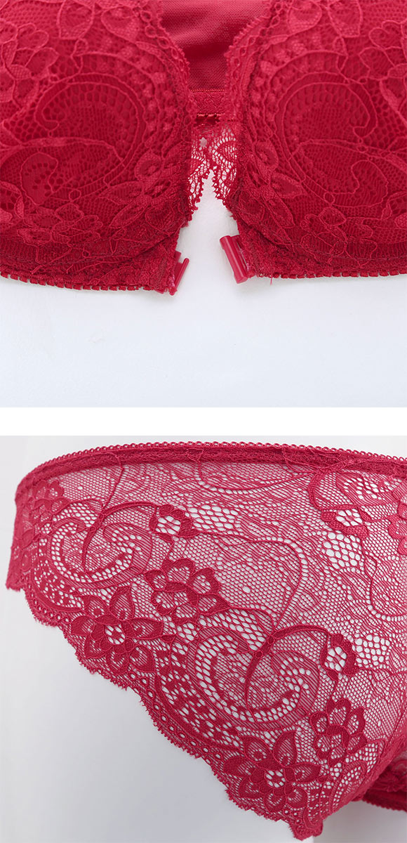 ギャラシー 美乳ブラ 3/4カップ ブラジャー ショーツ セット BCDEFG フロントホック 大きいサイズ バックレース