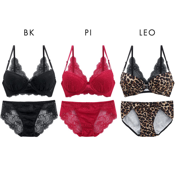 ギャラシー 美乳ブラ 3/4カップ ブラジャー ショーツ セット BCDEFG フロントホック 大きいサイズ バックレース