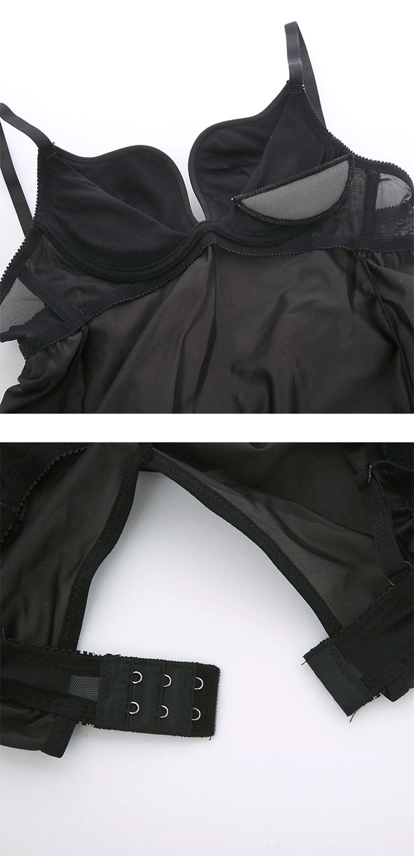 ギャラシー 美乳カップ トリコット ブラスリップ スリップ ロングキャミソール ランジェリー カップ付き ホック付き