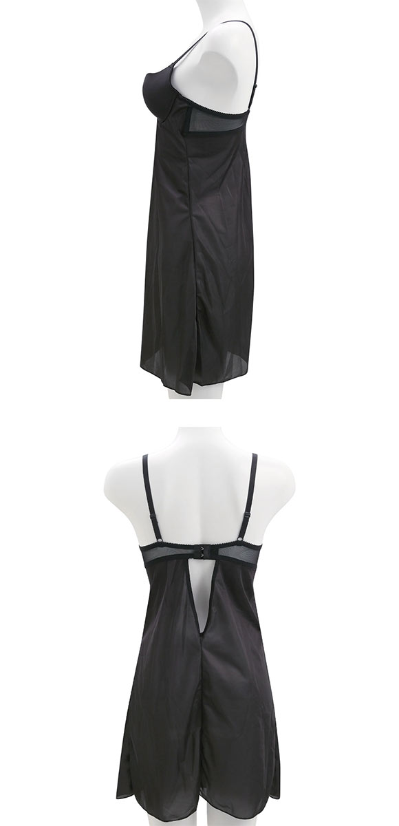 ギャラシー 美乳カップ トリコット ブラスリップ スリップ ロングキャミソール ランジェリー カップ付き ホック付き