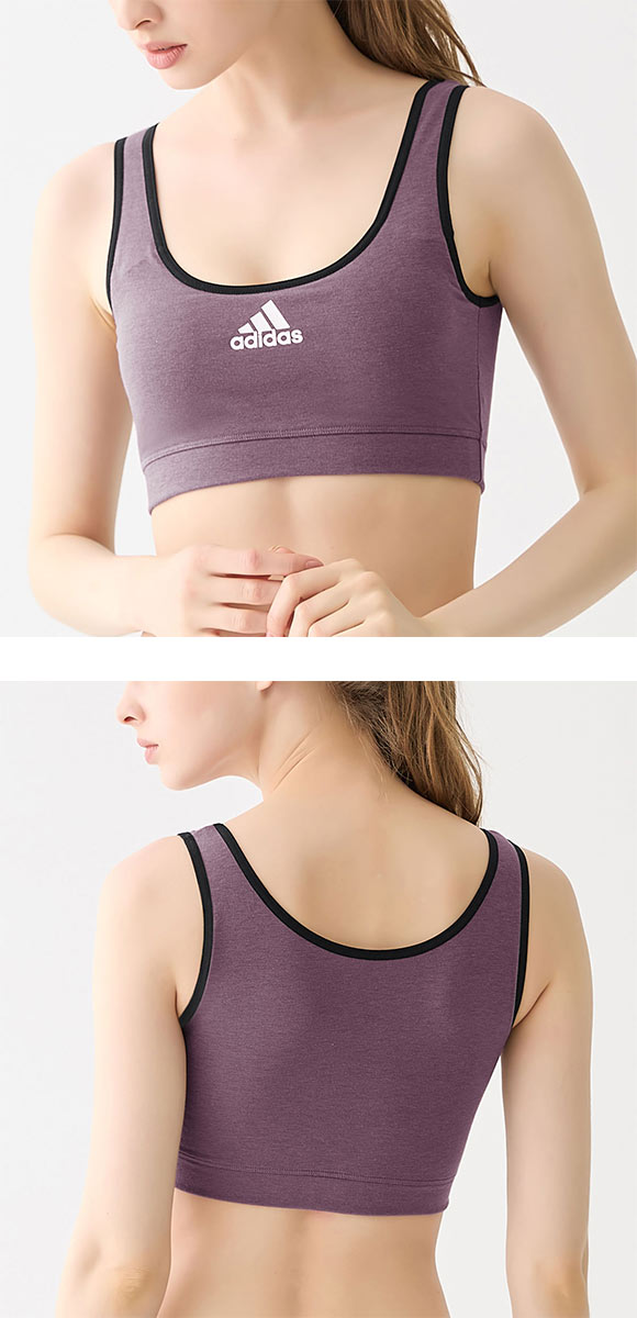 アディダス adidas ハーフトップ ノンワイヤー ブラジャー レディース 綿混 単品