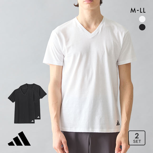 メンズ Tシャツ Mサイズ アディダス 綿100％ Vネック Tシャツ メンズ Vネック 2枚セット adidas