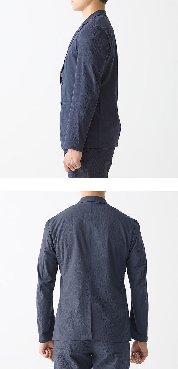グンゼ BODY WILD シアーサッカー ストレッチ テーラードジャケット メンズ ビジカジ リモートワーク GUNZE ボディワイルド