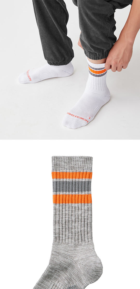 グンゼ BODYWILD by BEAMS DESIGN アーチサポート クルー丈 ラインソックス メンズ 25-27cm GUNZE ビームス ボディワイルド