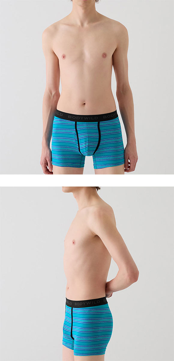 グンゼ GUNZE ボディワイルド BODY WILD ボクサーパンツ メンズ 綿混 ボーダー 前あき