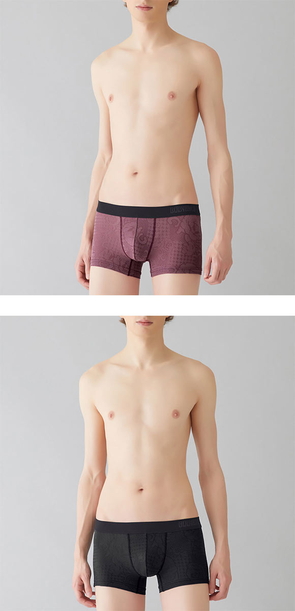 グンゼ GUNZE ボディワイルド BODY WILD ボクサーパンツ メンズ ジャカードパターン 前とじ フラワーチェック柄