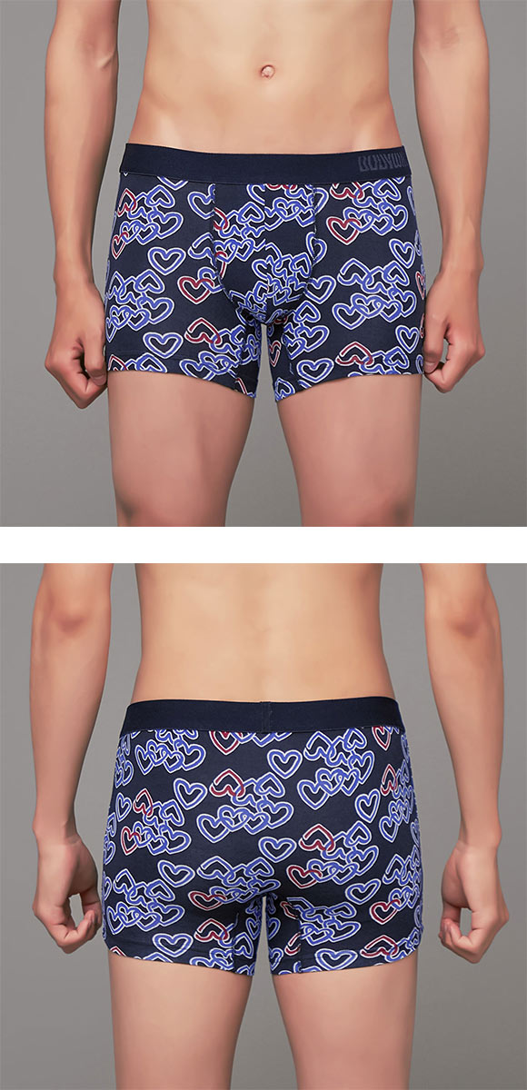 パンダLOVE！ グンゼ BODY WILD ハート柄 ボクサーパンツ 前閉じ メンズ 綿混