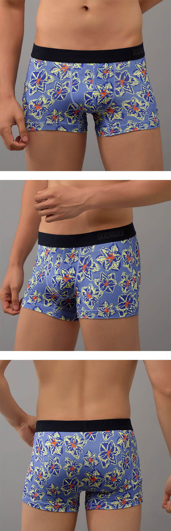 グンゼ BODY WILD シティフラワー柄 ボクサーパンツ 前閉じ メンズ